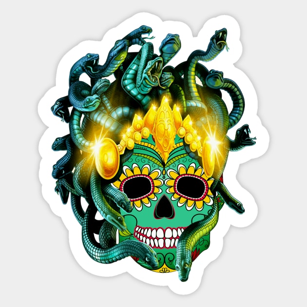 Gothic Medusa Sugar Skull Sticker by Atteestude